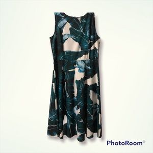 Women's large summer dress tropical leaves